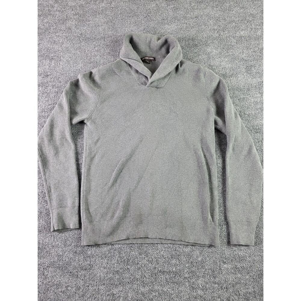 Michael Kors Mens Shawl Sweater Size Medium Gray Grey Shirt